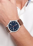 TOMMY HILFIGER FORREST NAVY BLUE DIAL BROWN LEATHER BAND 1710559