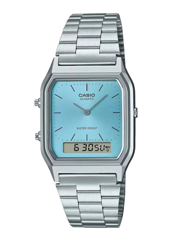 CASIO VINTAGE ANALOGUE/ DIGITAL BLUE DIAL STAINLESS AQ230A-2A1