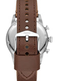 FOSSIL SPORT TOURE CREAM DIAL CHRONOGRAPH BROWN LEATHER BAND FS6042