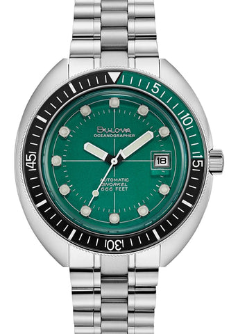 BULOVA DEVIL DIVER GENTS AUTOMATIC GREEN DIAL STAINLESS 96B322