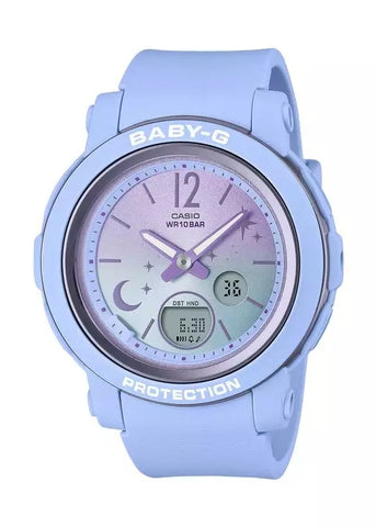 CASIO BABY-G DUO MOON & STARS SPARKLE DIAL BLUE RESIN BAND BGA290DS-2A