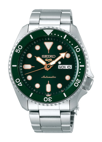 SEIKO 5 SPORTS AUTOMATIC GREEN DIAL STAINLESS STEEL BRACELET SRPD63K